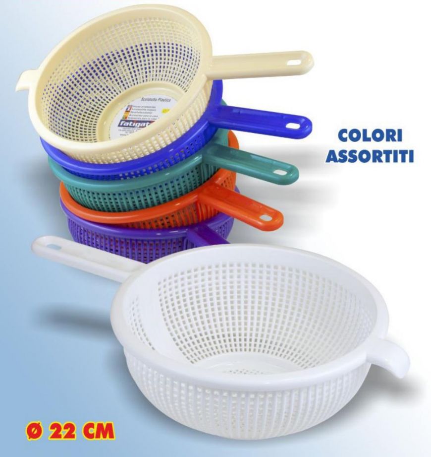 Scolapasta Colino Setaccio Rotondo In Plastica Bianca Diametro 23 Cm C