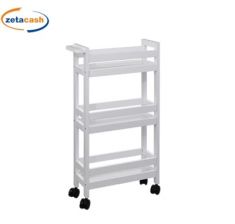 CARRELLO IN LEGNO CON RUOTE 3 RIPIANI COLOR COTONE