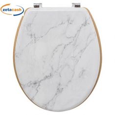 SEDILE WC LEA IN LEGNO NATURALE E COPERCHIO EFF MARMO BIANCO