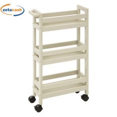 CARRELLO IN LEGNO CON RUOTE 3 RIPIANI COLOR LINO