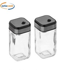 SALIERA E PEPIERA 2 PEZZI IN VETRO E ACCIAIO INOX