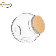 BARATTOLO VETRO TRASPARENTE TAPPO ERMETICO LEGNO 650CL