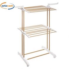 STENDIBIANCHERIA PER INTERNO CON 4 RUOTE E ASTE IN LEGNO