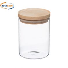 BARATTOLO VETRO TAPPO LEGNO CHIUSURA ERMETICA 600ML