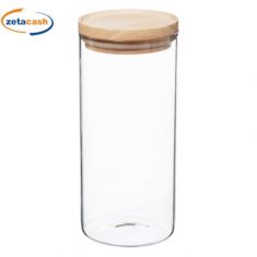 BARATTOLO VETRO TAPPO LEGNO CHIUSURA ERMETICA 1 LT