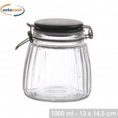 BARATTOLO BLACK MAT ROMA VETRO CON TAPPO ERMETICO 1000ML