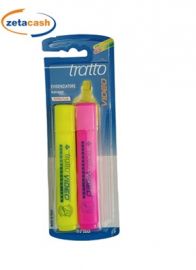 EVIDENZIATORI TRATTO 2 PEZZI COLORI FLUO ASS