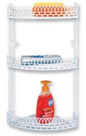 SCAFFALE A 3 PIANI AD ANGOLO CM 23X23X50H BIANCO