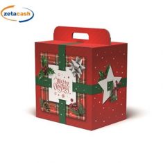 SCATOLA IN CARTA DEC TARTAN CON MANIGLIA 30X24X34CM