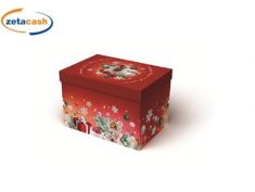 SCATOLA CON COPERCHIO ROSSA XMAS PARTY 49X34X33CM