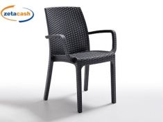 POLTRONA INDIANA RATTAN BRACC ANTRACITE IMPILABILE H86X57X59