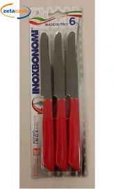 COLTELLI TAVOLA ACCIAIO 6 PEZZI ROSSO