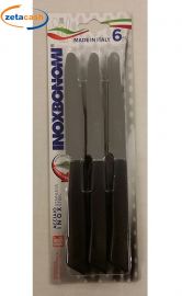 COLTELLI TAVOLA ACCIAIO 6 PEZZI NERO