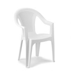 SEDIA CON BRACCIOLI ISCHIA BIANCO RATTAN