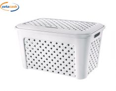 CESTA PORTABIANCHERIA IN RATTAN BIANCA 48 LITRI