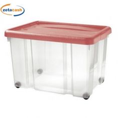 CONTENITORE PUZZLE BOX 60LT CON COPERCHIO CORALLO CON RUOTE