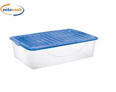 CONTENITORE DODO 60X40 PLAST TRASP COP CELESTE 27L