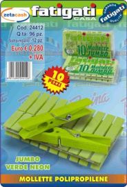 MOLLETTE STENDIBIANCHERIA 10PEZZI JUMBO VERDE MELA