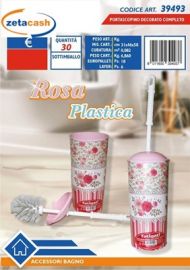 PORTA SCOPINO ROTONDO DECORATO COMPLETO ROSA