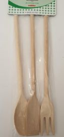SET CUCCHIAIO, FORCHETTA E PALETTA LEGNO CM 30