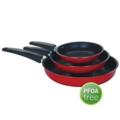 PADELLA ANTIADERENTE CON FONDO ROSSO 3 PEZZI