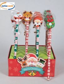 MATITA NATALIZIA CON GOMMA FORMA SOGGETTI ASS IN PUNTA