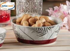 CIOTOLA IN PORCELLANA CON DECORO FLOREALE 2ASS D14CM