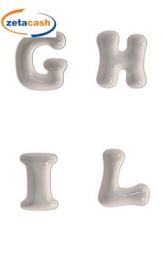 CIOTOLA IN PORCELLANA BIANCA FORMA LETTERA 4 ASS 18X16 CM