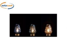 LANTERNA IN VETRO CON BASE ORO E LAMPADINA LED DIAM12XH18CM