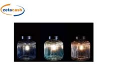 LANTERNA CON LAMPADINA A LED IN VETRO DIAM 18 CM X H 22