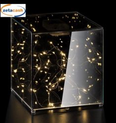 LAMPADA CUBO VETRO TRASP COP H20X20X20 CM 20LED