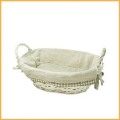 CESTO OVALE FODERATO BIANCO CON MANICI 30 CM