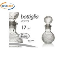 BOTTIGLIA LIQUORE IN VETRO TRASPARENTE DECORATO 250 ML
