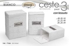 PORTA BIANCHERIA BIANCO RETTANG CON RIVESTIMENTO H 45 CM