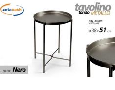 TAVOLINO DA CAFFE IN METALLO TONDO NERO D38 X H 51CM