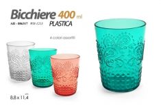 BICCHIERE PLASTICA PS RIUTILIZZABILE D8XH11CM ASS