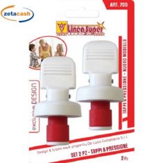 TAPPI A PRESSIONE 2 PEZZI IN PLASTICA BIANCHI E ROSSI 4 CM