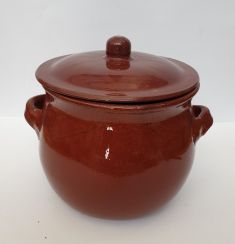 PENTOLA BOMBATA IN TERRACOTTA CM 22 CON COPERCHIO