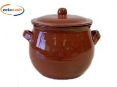 PENTOLA BOMBATA IN TERRACOTTA CON COPERCHIO cm 24