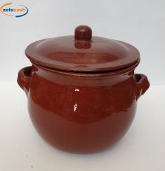 PENTOLA BOMBATA IN TERRACOTTA CM. 20 CON COPERCHIO