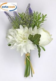 BOUQUET DAHLIA E PEONIE 36CM CREMA