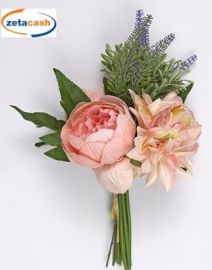 BOUQUET DAHLIA E PEONIE 36CM ROSA CHIARO