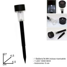 LAMPADA SOLARE LED NERA 27CM