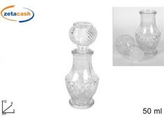 BOTTIGLIA LIQUORE IN VETRO TRASPARENTE DECORATA 50ML H13CM