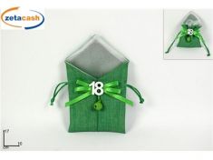 SACCHETTINO DICIOTTESIMO VERDE CON CAMPANELLINO 12 PEZZI