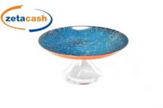 ALZATA IN VETRO EFFETTO MARMO BLU DIAM. 21 X H 7 CM