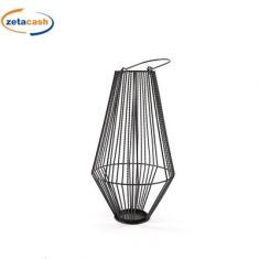LANTERNA PORTACANDELA METALLO NERO MANICO H38,5 D21CM