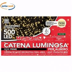CATENA 500LED BIANCO CALDO CAVO VERDE 8 GIOCHI LUCE 20MT