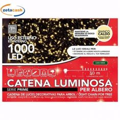 CATENA 1000LED BIANCO CALDO CAVO VERDE 8 GIOCHI LUCE 35MT