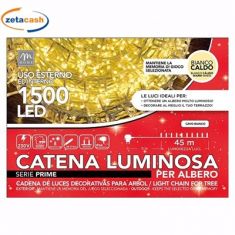 CATENA 1500LED BIANCO CALDO CAVO BIANCO 8 GIOCHI LUCE 50MT